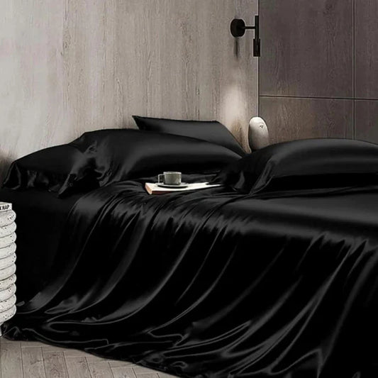 Black Silk Bedsheet Set